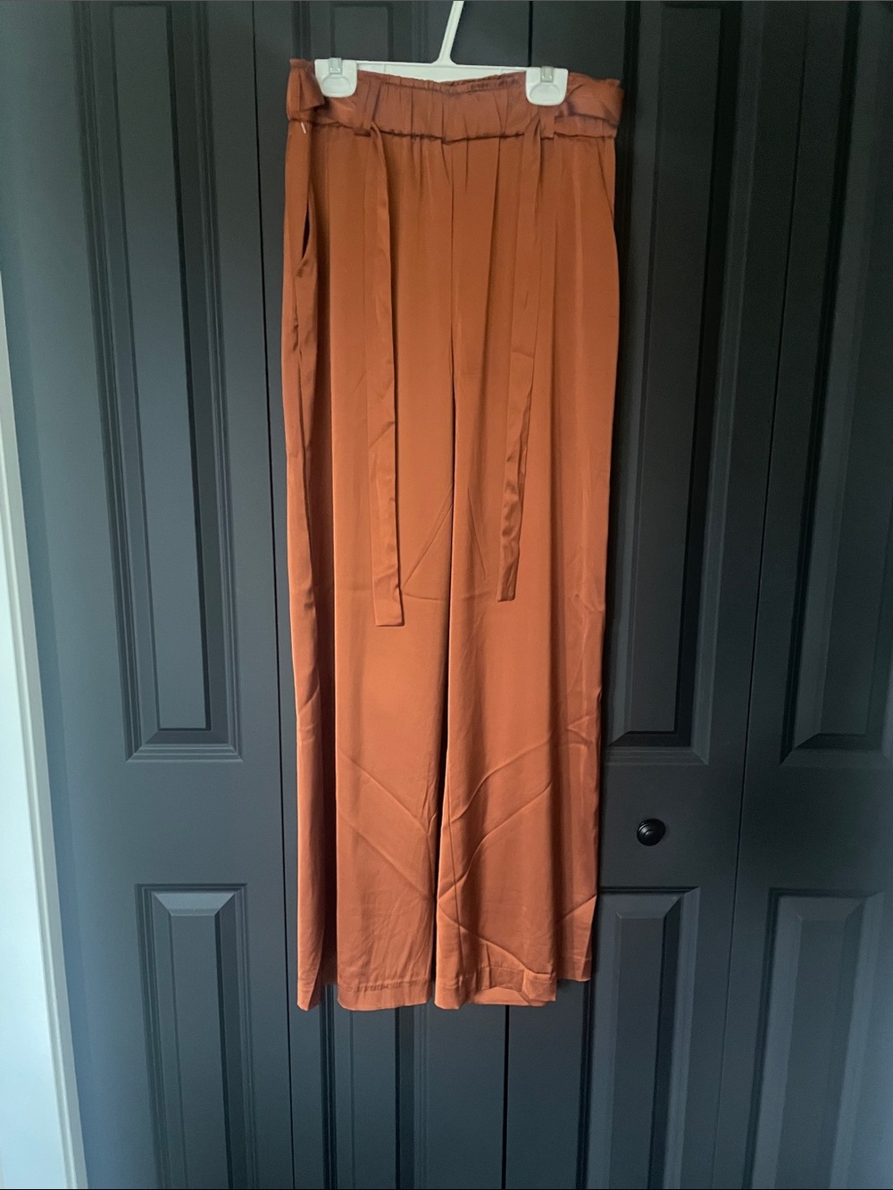 High-Waist Wide Leg Pants in Rust